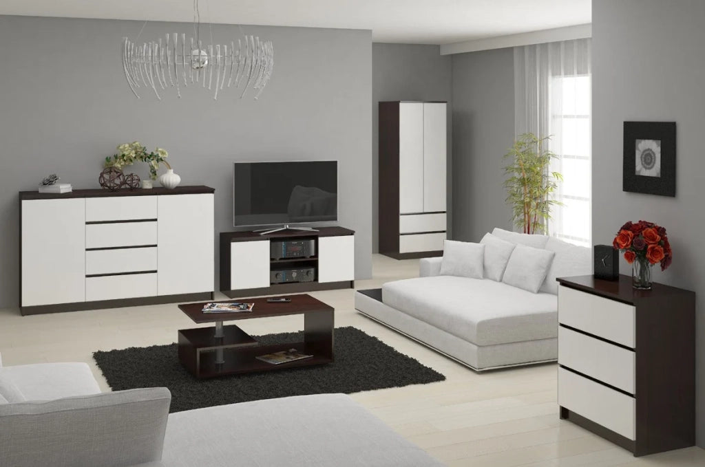 Armadio AKORD S60 Wengé 60 cm 2 ante 2 cassetti inserto frontale Bianco 60x51x180 cm