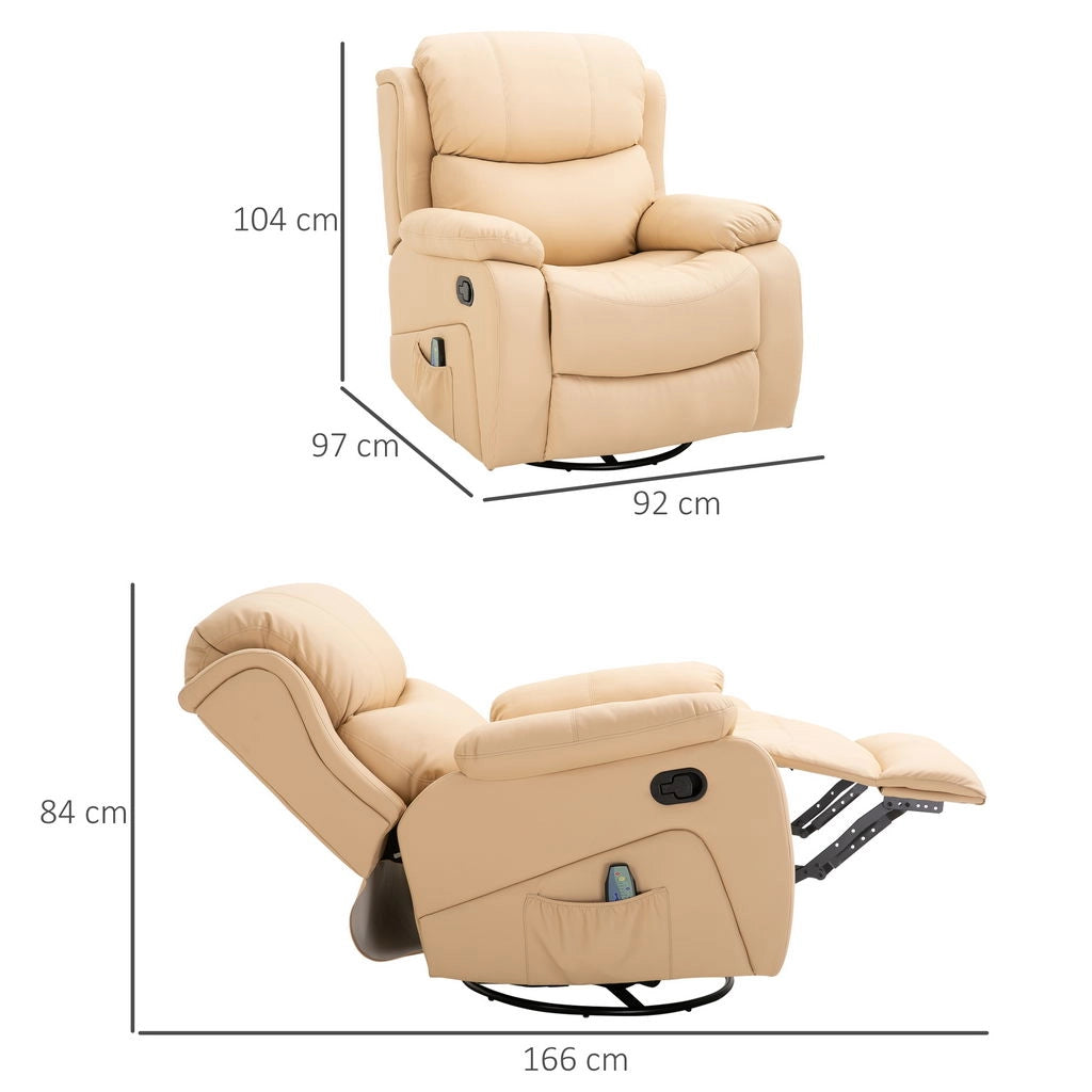 POLTRONA RELAX RECLINABILE BEIGE RISCALDANTI E POGGIAPIEDI 97X92X104 CM BEIGE