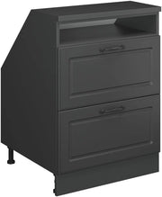 Mobile sottotetto Rion, Antracite casa di campagna, 60 x 81.6 cm con 2 cassetti, carcassa 60 cm profondità, adatto per il salvaspazio sotto tetti spioventi