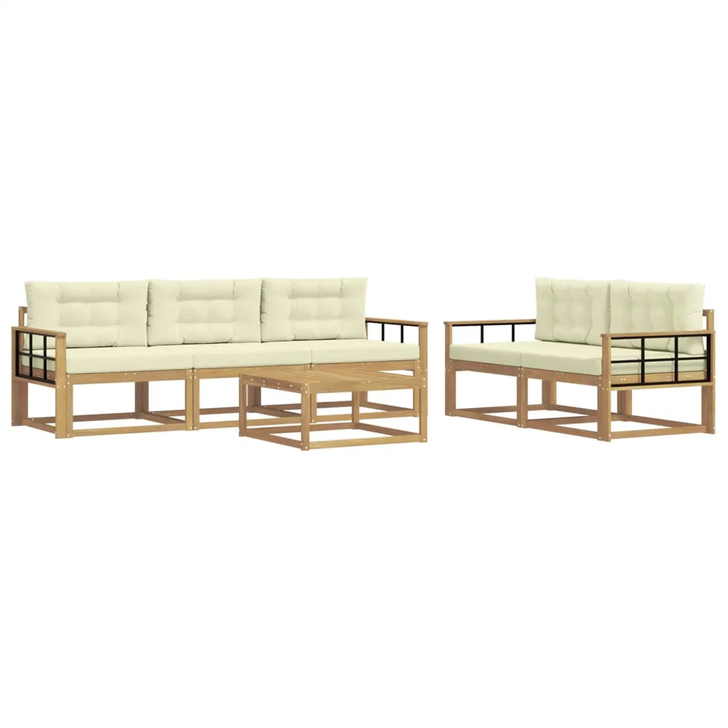 Set di divani da esterno con cuscino 6 pcs Bianco e Crema 3386069