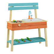 Cucina da gioco legno bambini cibo spiedini griglia manopola rotante rubinetto-Set cucina legno accessori giardinaggio per bambini 3-8 anni