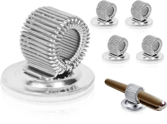 Penetappo 4 in 1 per frigorifero e lavagna, con regolatore metallico, veer regolabile adesivo, clip per pennelli rimovibile (argento)