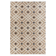 Tappeto di iuta intrecciata in cotone naturale beige con nappe a motivo geometrico 200 x 300 cm stile boho moderno