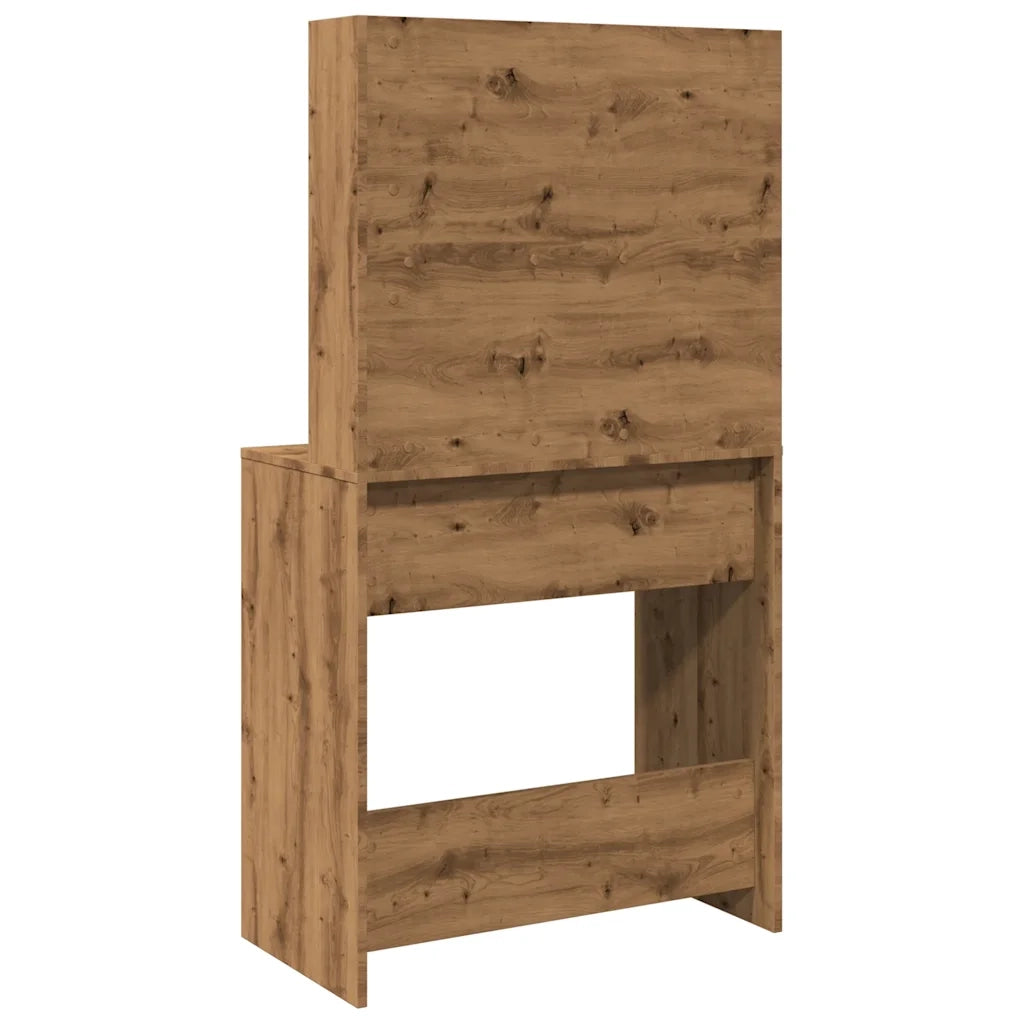 Toeletta | Tavolo da Trucco con LED Rovere Artigianale 74,5x40x141 cm