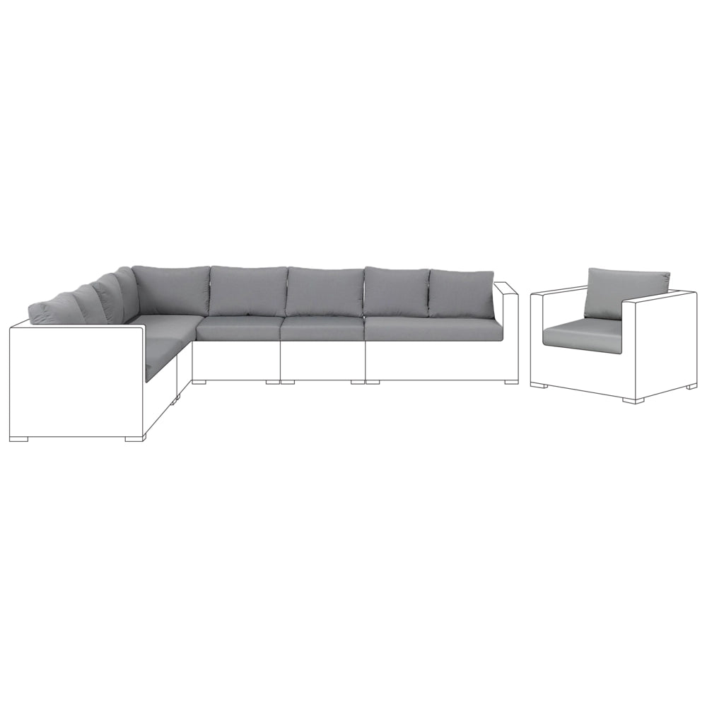 Set fodere per cuscini per set da giardino Cuscini sedile e schienale in tessuto poliestere grigio