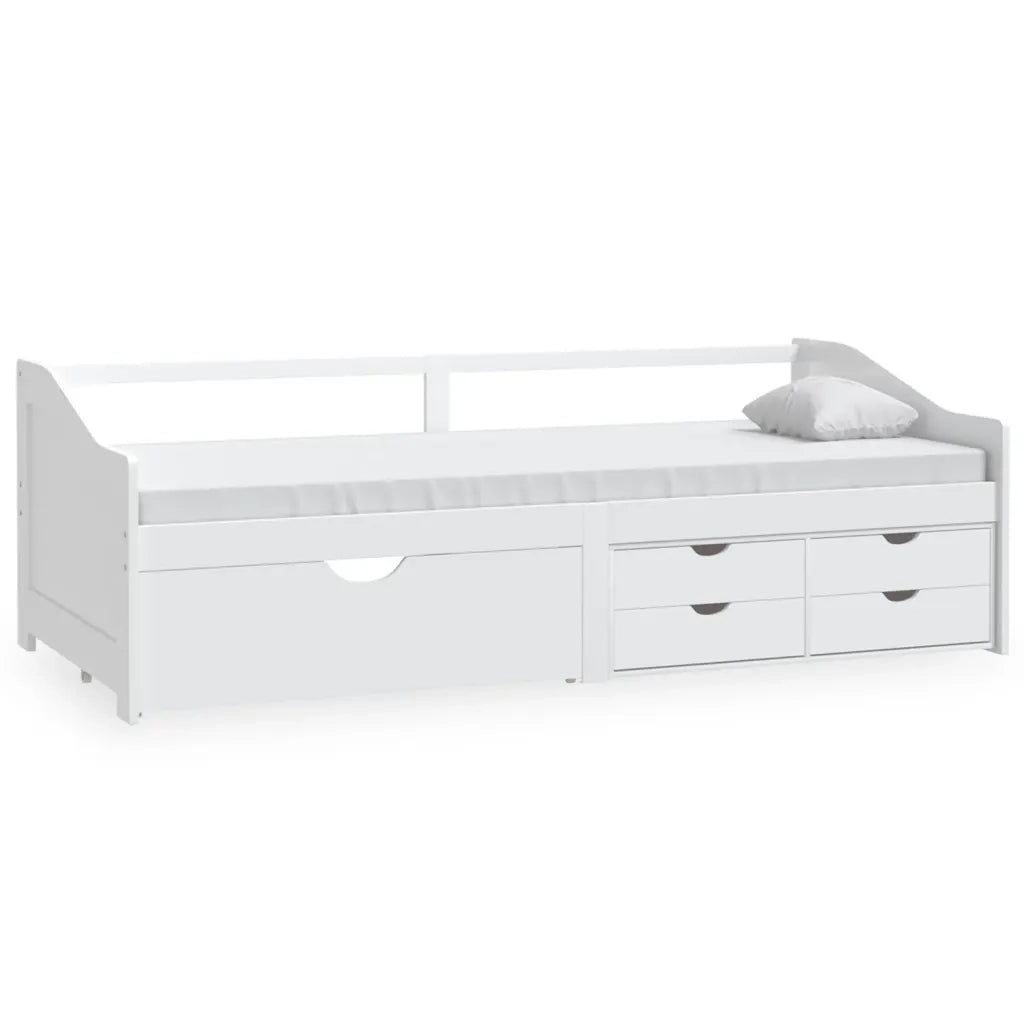 Divano Letto 3 Posti con Cassetti Bianco Pino Massello 90x200cm
