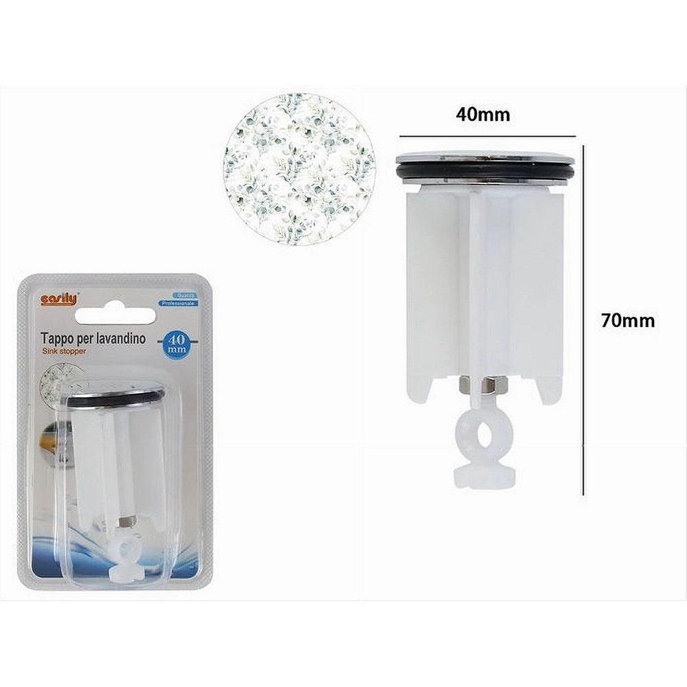 Trade Shop - Tappo Lavandino Bagno Lavabo Bidet Universale 40mm Con Motivo Fiori Foglie 87279 -