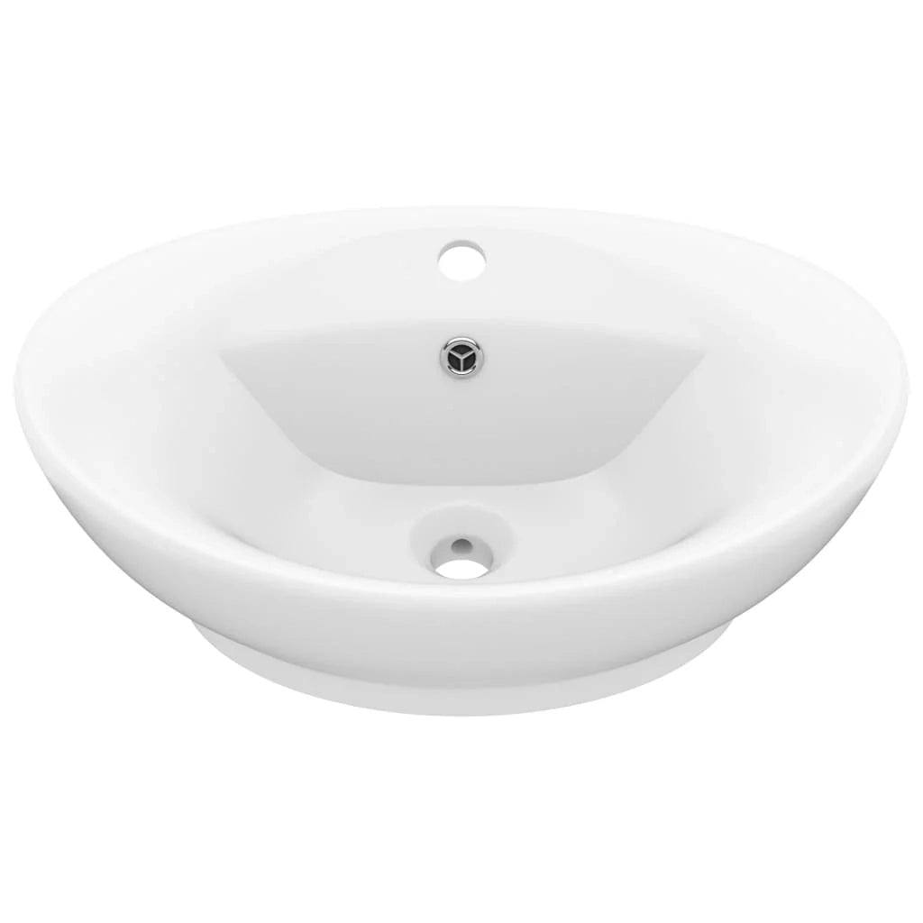 Lavabo ovale di lusso con troppopieno lavabo da appoggio lavabo da bagno arredamento per la casa 58,5 x 39 cm ceramica bianca opaca 02_0002674