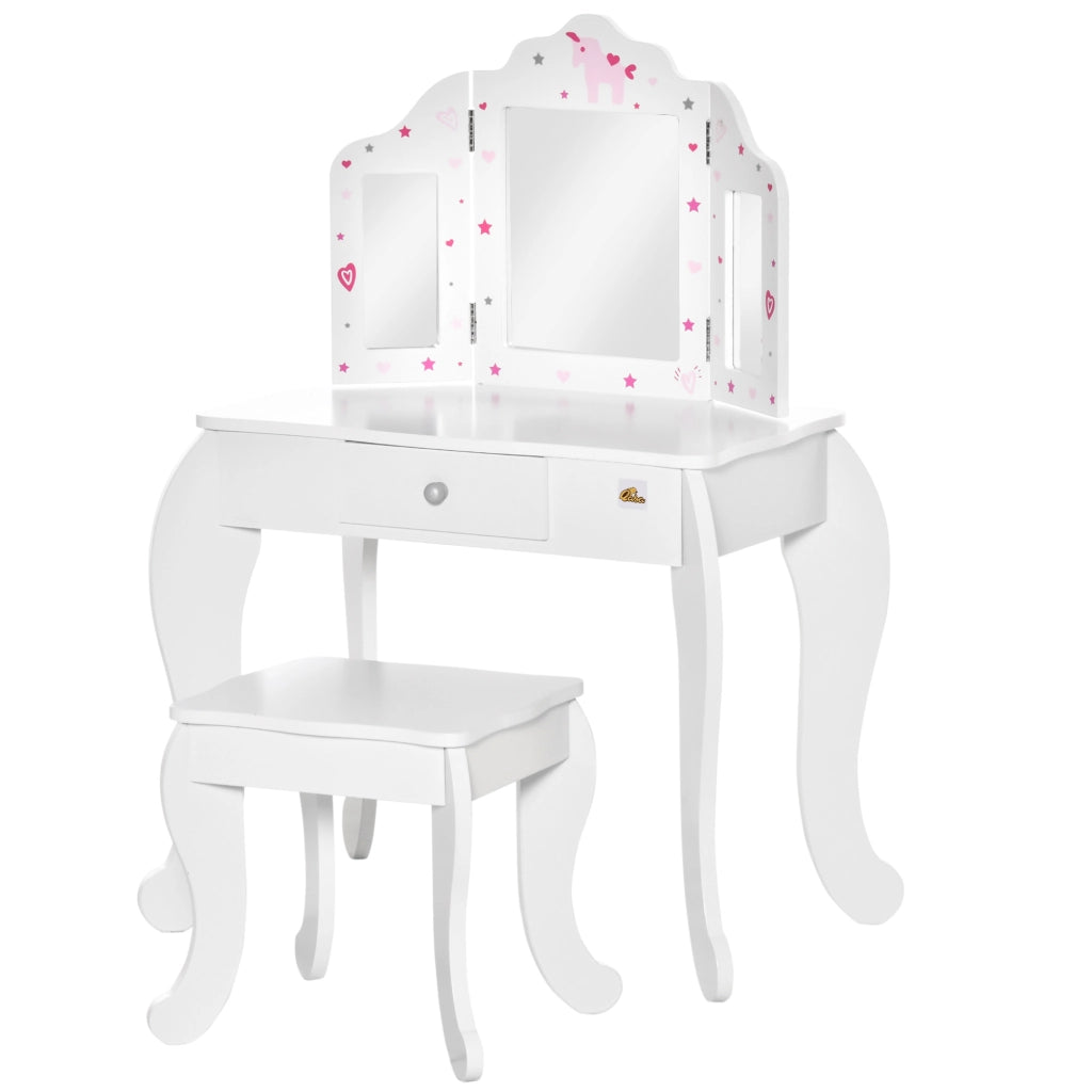 Truccabimbi con Specchio e Cassetto ¨C Zephmum ¨C Bianco 63x40x85.5cm