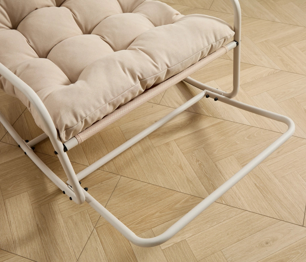 Poltrona Dondolo con Cuscino ¨C MINIMAL ¨C Beige, Tessuto