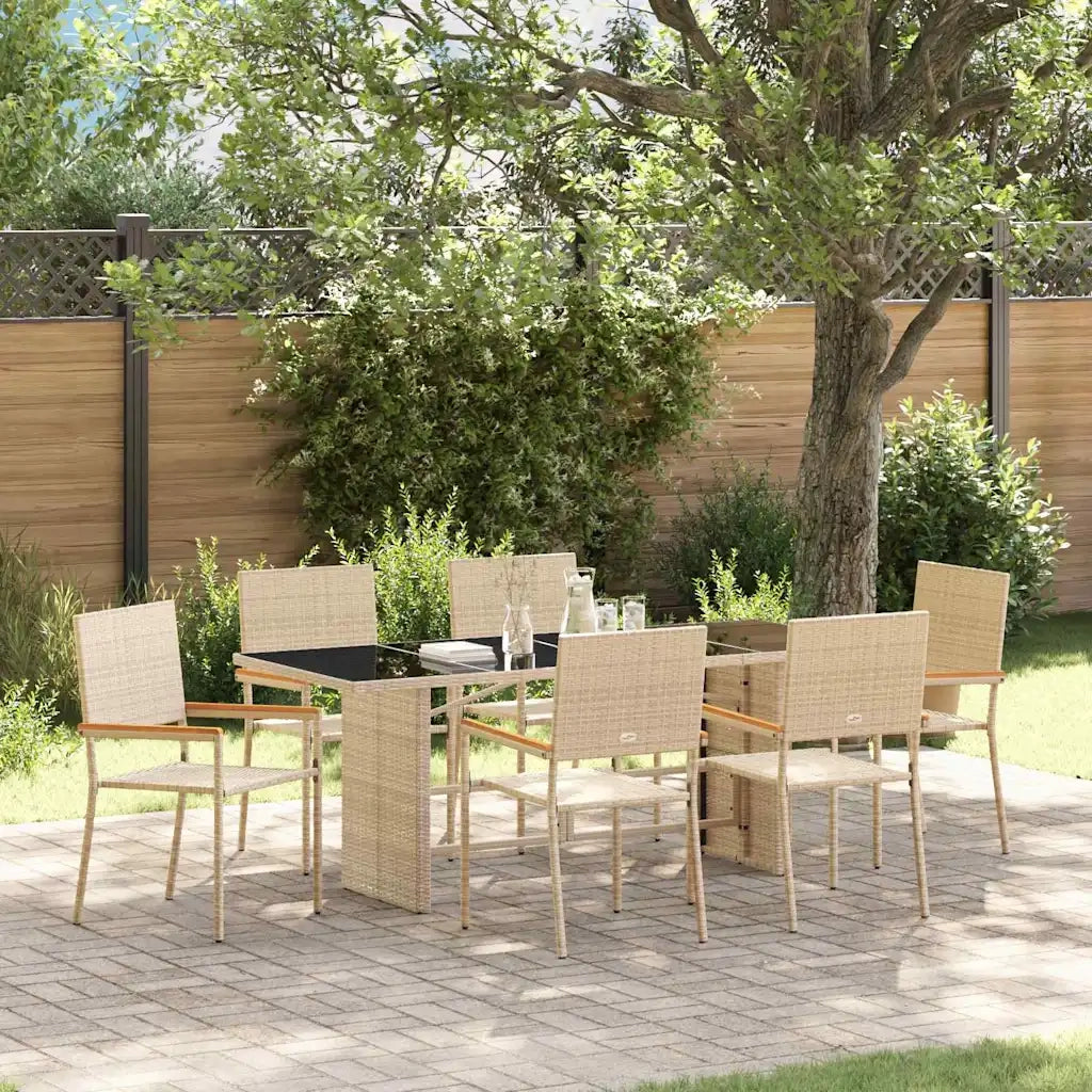 Set da Pranzo per Giardino 7 pcs Beige polyrattan 3365426