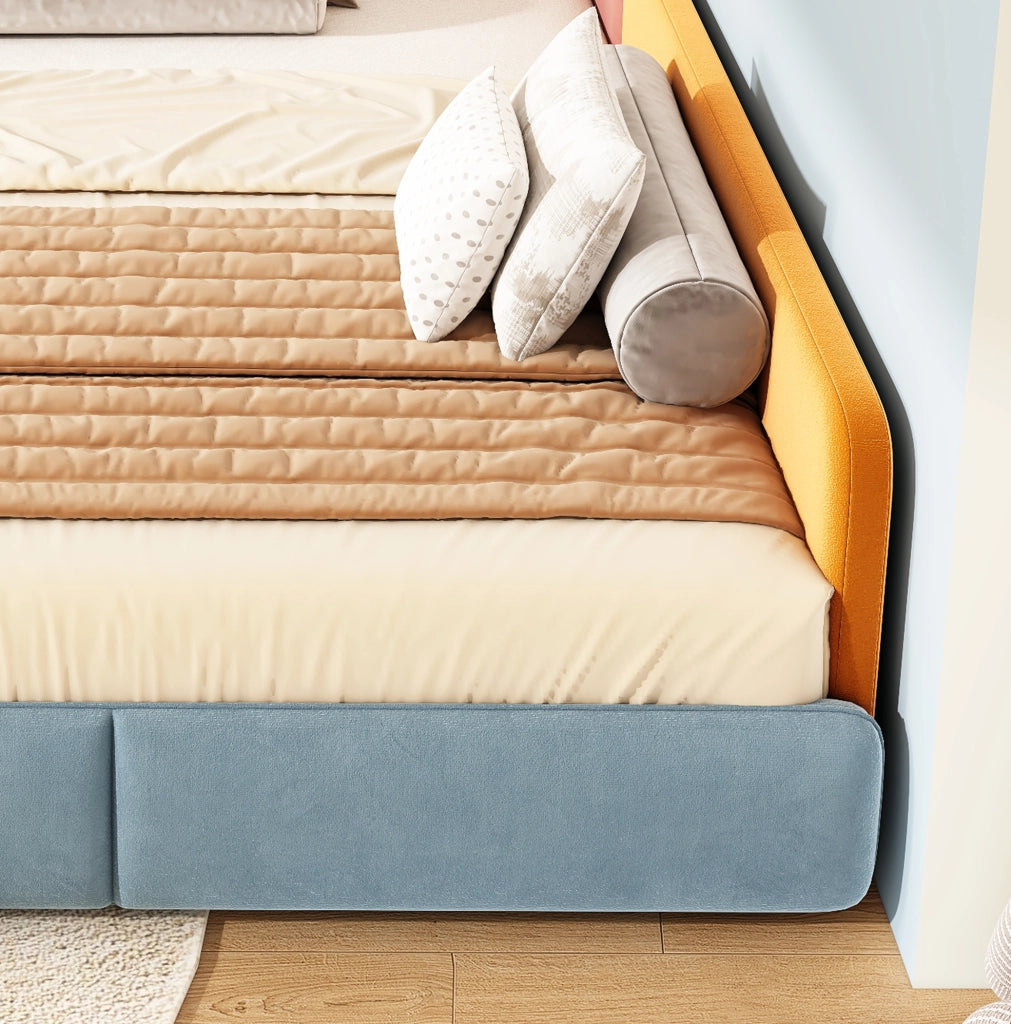 Letto imbottito per bambini 140x200 cm, patchwork multicolore