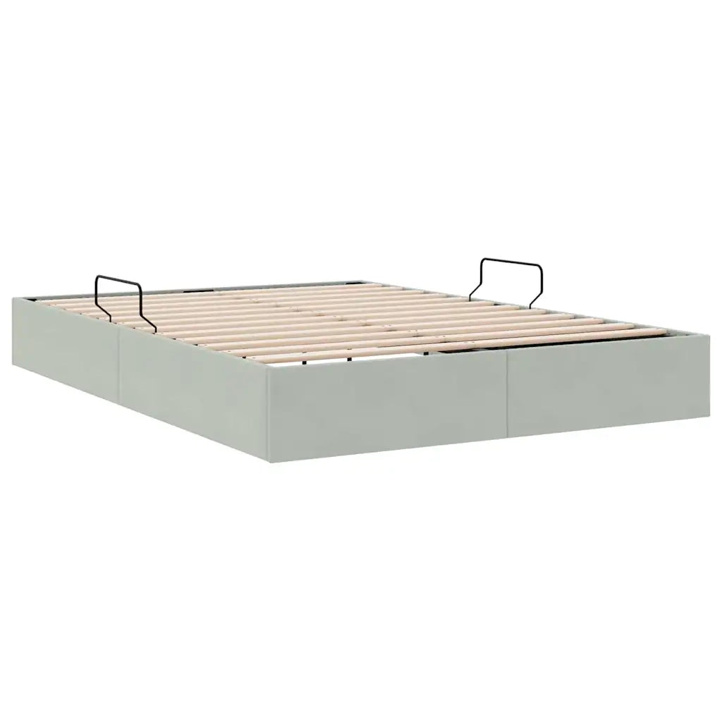 Letto con Contenitore Grigio Chiaro 137 x 190 cm Velluto 3370134