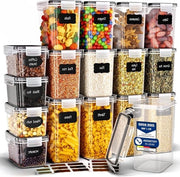 Scatola di Stoccaggio con Set di Chiusura Ersi Aria con 16 - Pasta Muesli Farina - Scatola di Stoccaggio Cucina - Contenitori di Stoccaggio Cucina - Organizzazione e Stoccaggio Cucina - Stoccaggio e Organizzazione Cucina - Supporto Formaggio