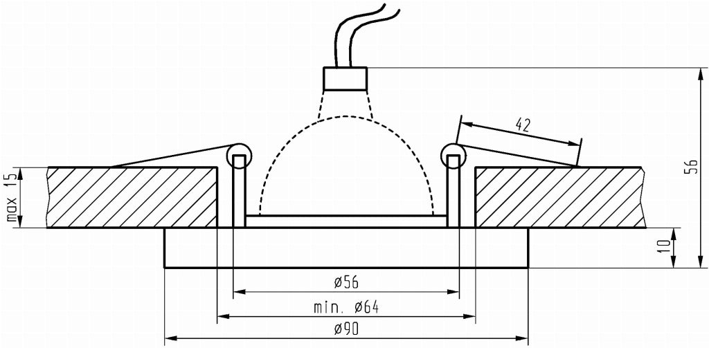 Faretto da incasso Candellux SS-15 vetro nero MR16