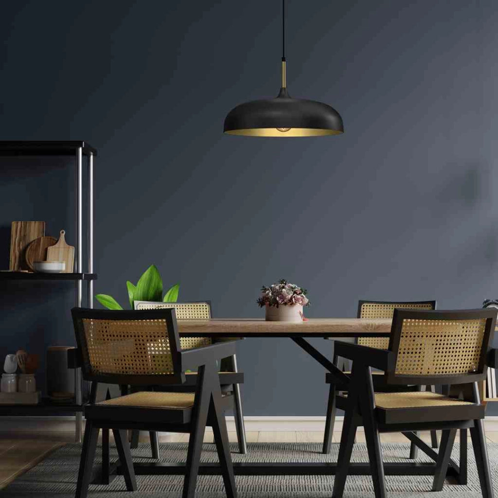 Lampadario sospeso Milagro Lincoln nero/oro Ø45 E27