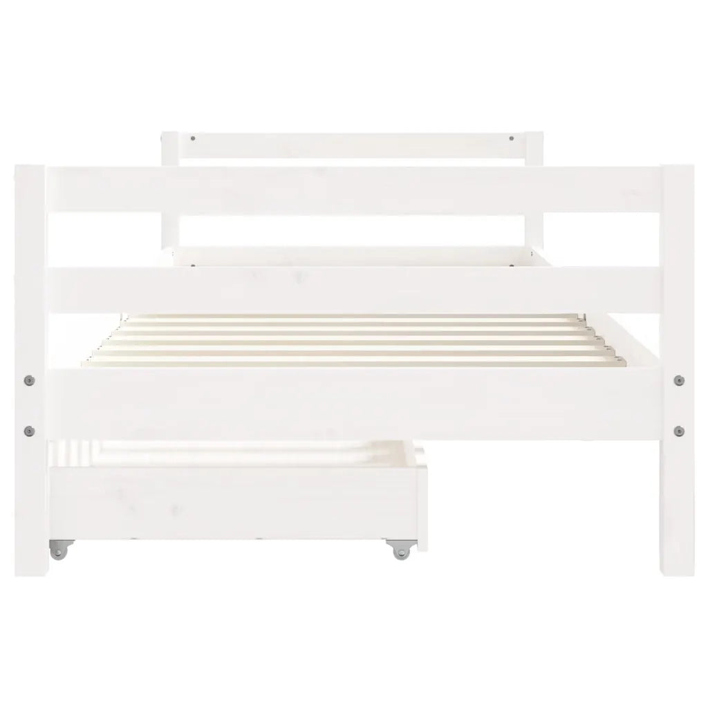 Giroletto Bambini con Cassetti Bianco 80x200cm Massello di Pino 834436
