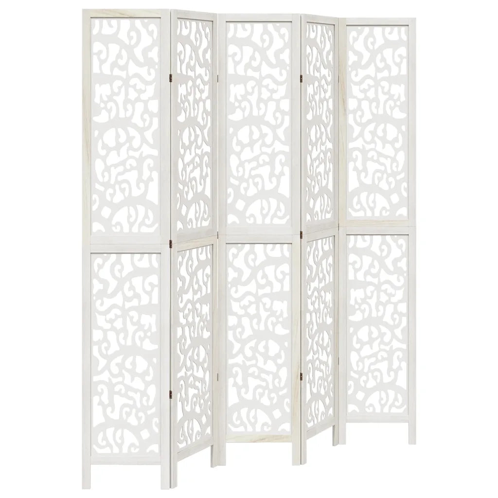 Divisorio Ambienti | Divider per stanze | Paravento 5Pannelli Bianco Legno Massello di Paulownia