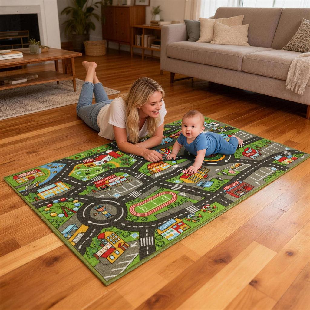 Tappeto Citt¨¤ Strada Gioco Bambini ¨C zephmum ¨C 160x100 cm Antiscivolo