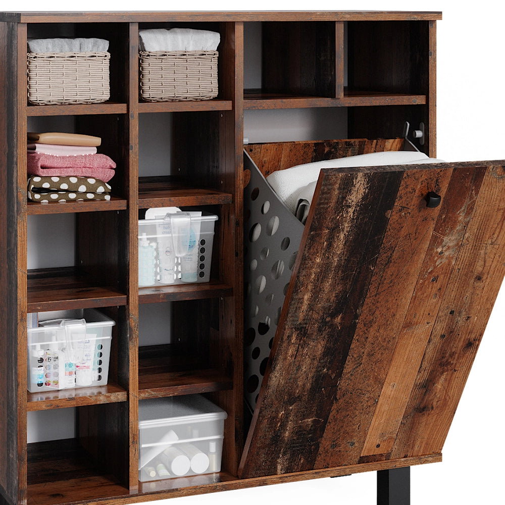 Armadietto da bagno con portabiancheria Fynn Rovere rustico 78.4 x 91.6 cm Vicco