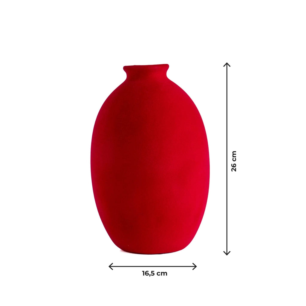 Vaso Decorativo Moderno da Interno in Ceramica – Collezione Design Elegante per Arredo Casa,Vasi Da Soggiorno, Tavolo o Salotto Soprammobile Di Design Anfora Natural - Rosso effetto Velluto