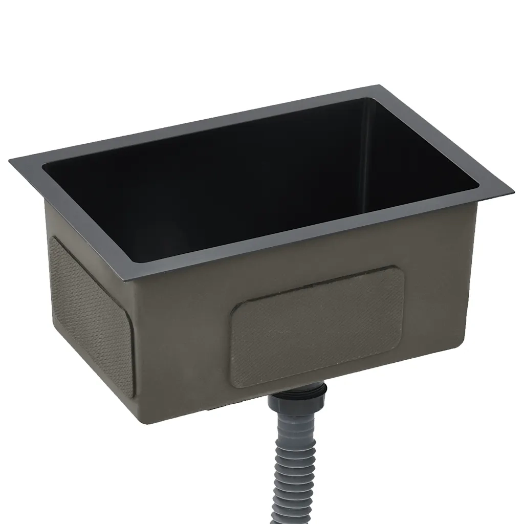 Lavello da Cucina Lavorato a Mano Nero in Acciaio Inox 145082