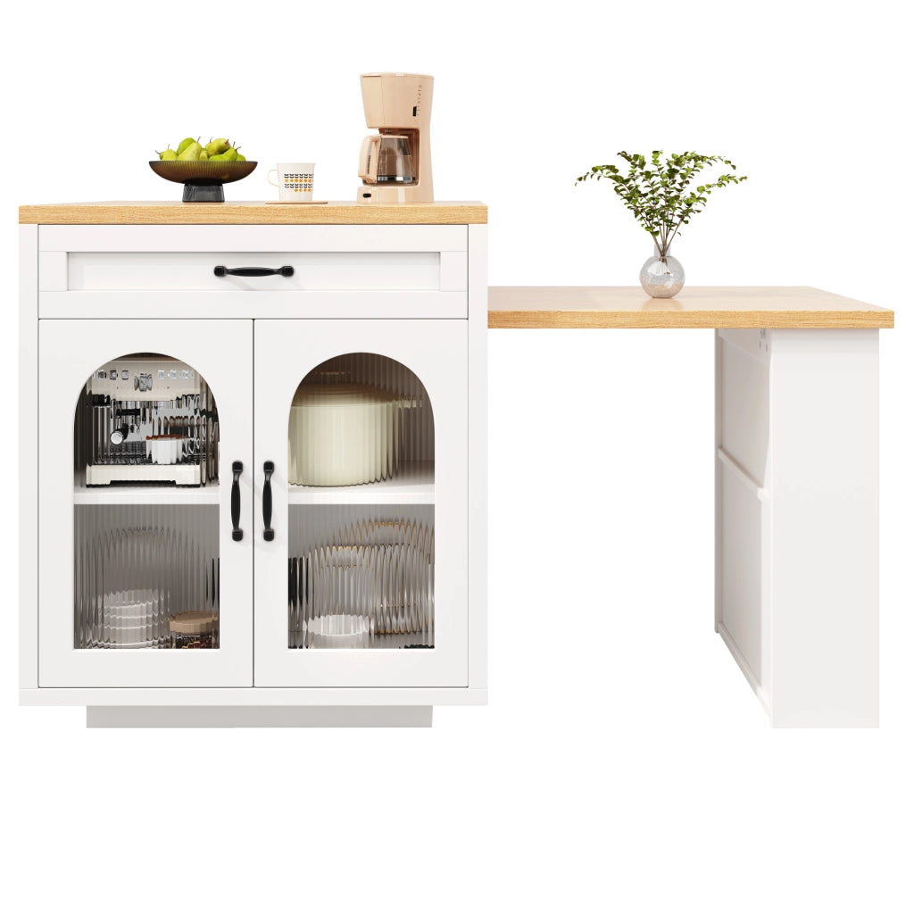 Isola da cucina estensibile con illuminazione LED RGB in MDF bianca