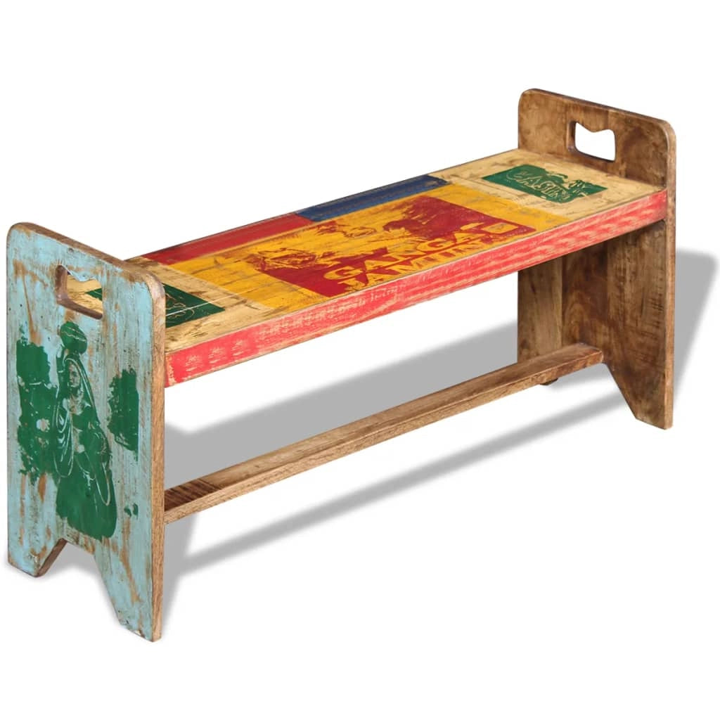 Panca in legno massello riciclato 100 x 30 x 50 cm 02_0010854