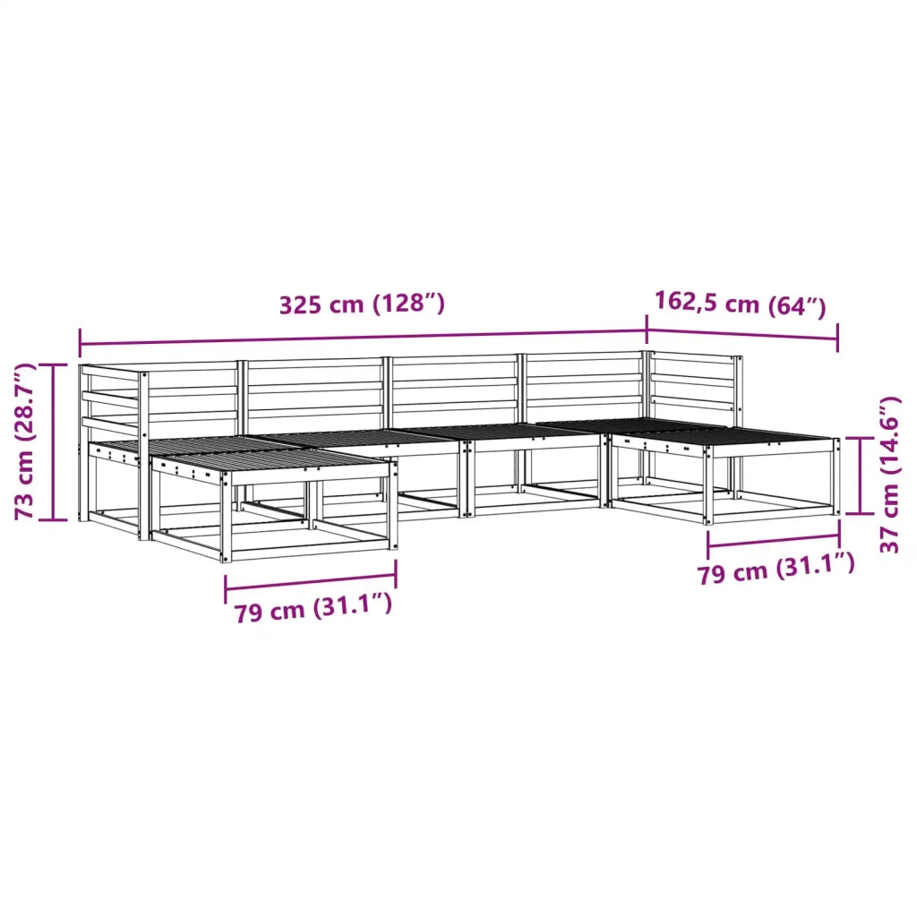 Set di divani da esterno 6 pcs Bianco Legno di Acacia Massello 3386813