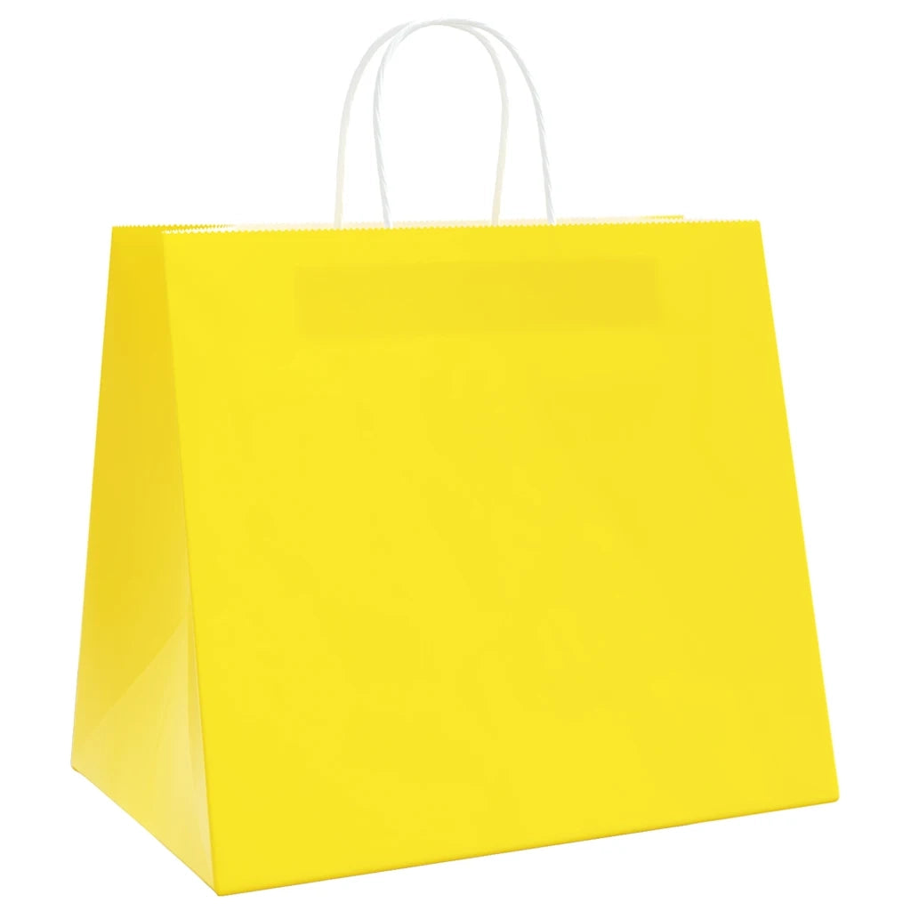 Sacchetti di Carta 250 pz con Manici Gialli 32x22x28 cm