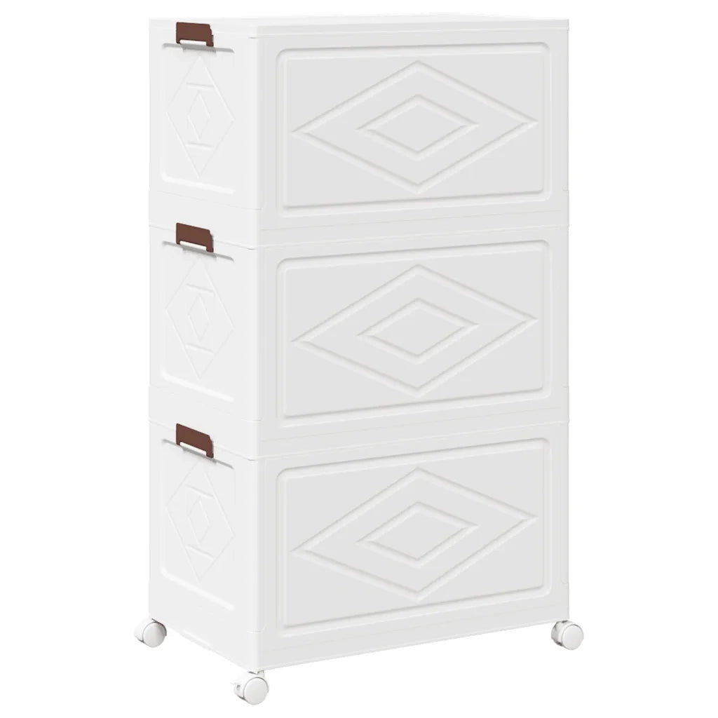 vidaXL Scatola Portaoggetti con Ruote 3 Livelli 75 L 64x39,5x110,5 cm