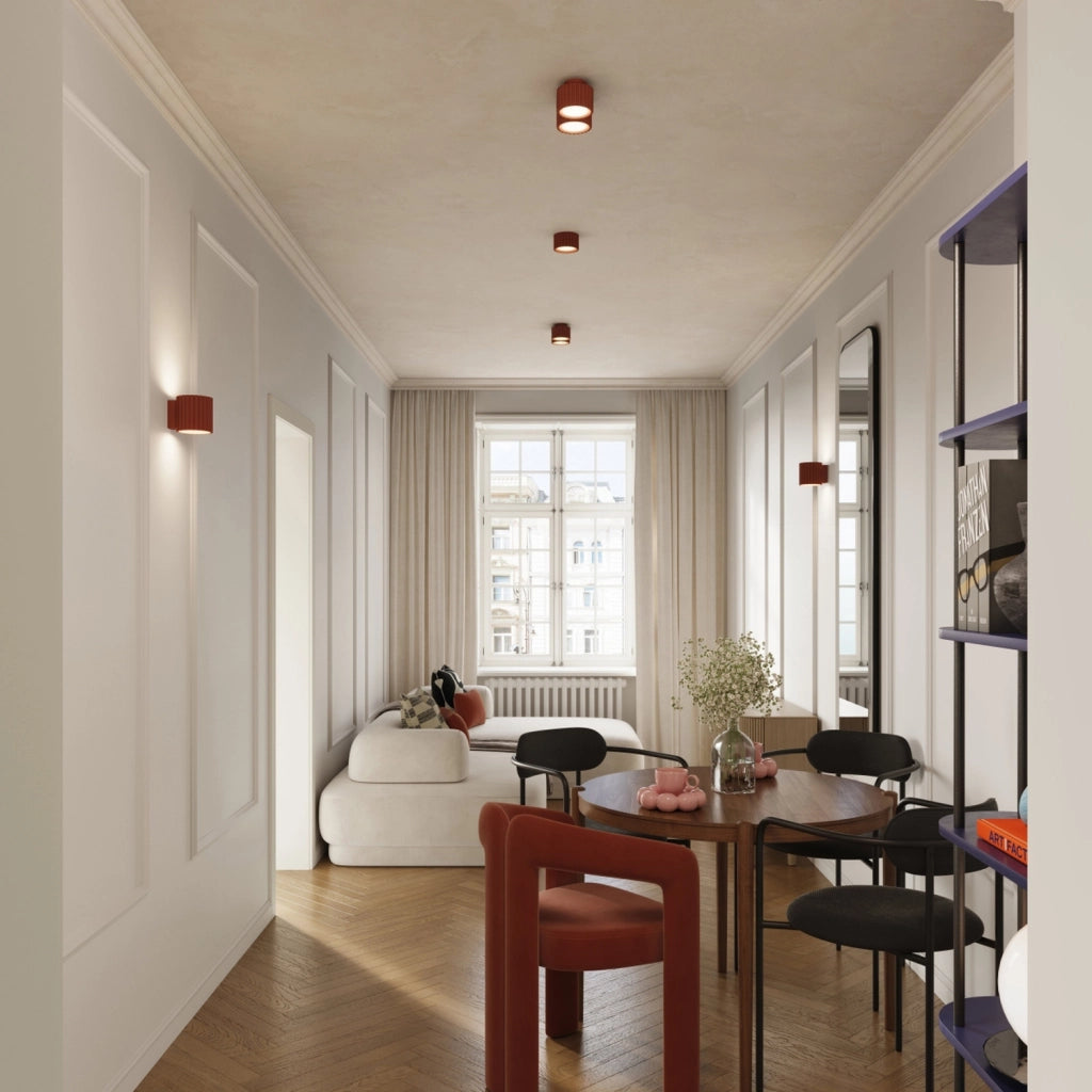 Spot soffitto tondo rigato ocra rossa 6cm GX53 PureLume