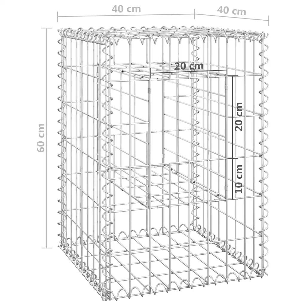 Cesti a Gabbione a Torre 2 pz 40x40x60 cm in Ferro