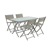 Set tavolo da giardino pieghevole in acciaio con 4 sedie, verde kaki