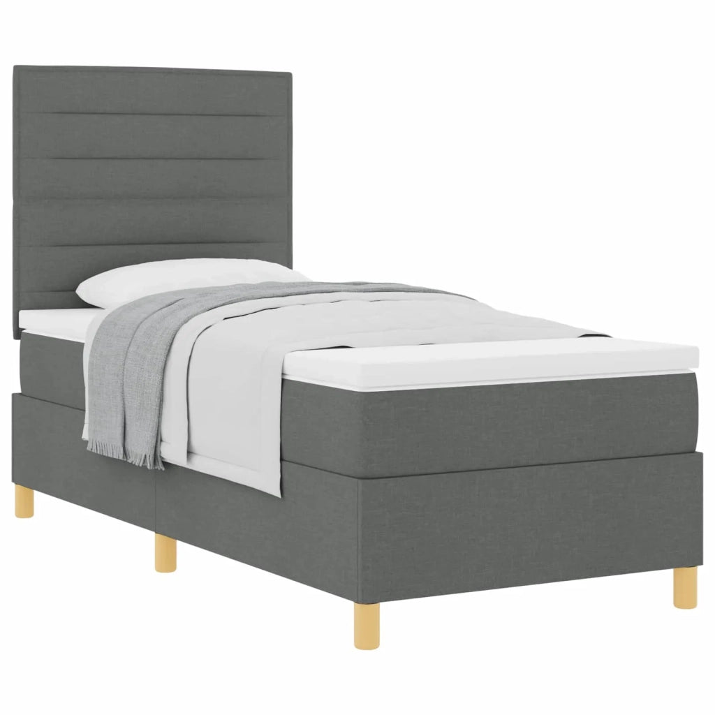 Letto a molle con materasso Grigio scuro 90 x 200 cm Tessuto 3339512