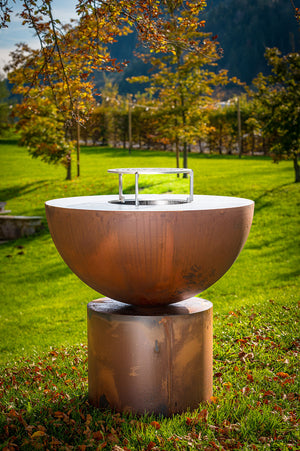 Barbecue a Legna Ø80x80 cm Primula in Acciaio Nero Alta Temperatura