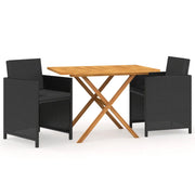 Set da Pranzo da Giardino 3 pz | Set Salotto da Giardino con Cuscini Nero