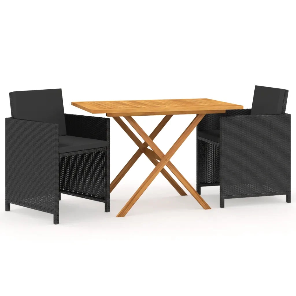 Set da Pranzo da Giardino 3 pz | Set Salotto da Giardino con Cuscini Nero