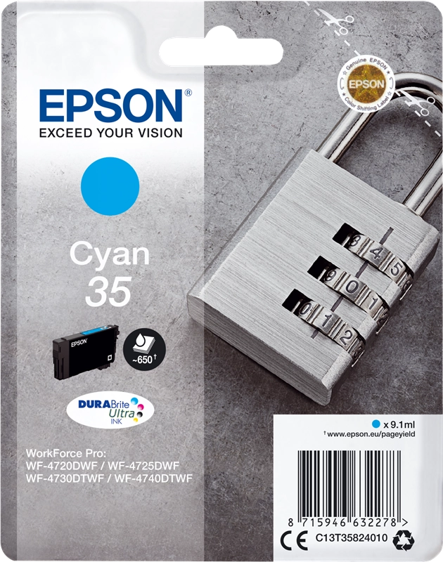Epson Padlock Singlepack Cyan 35 DURABrite Ultra Ink