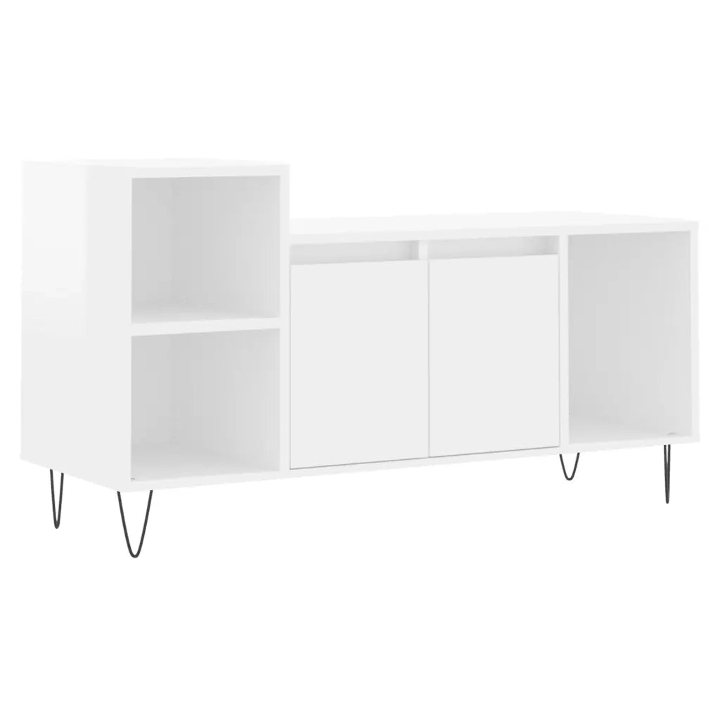 Mobile TV | Armadietto TV | Mobile Porta TV Bianco Lucido 100x35x55 cm in Legno Multistrato