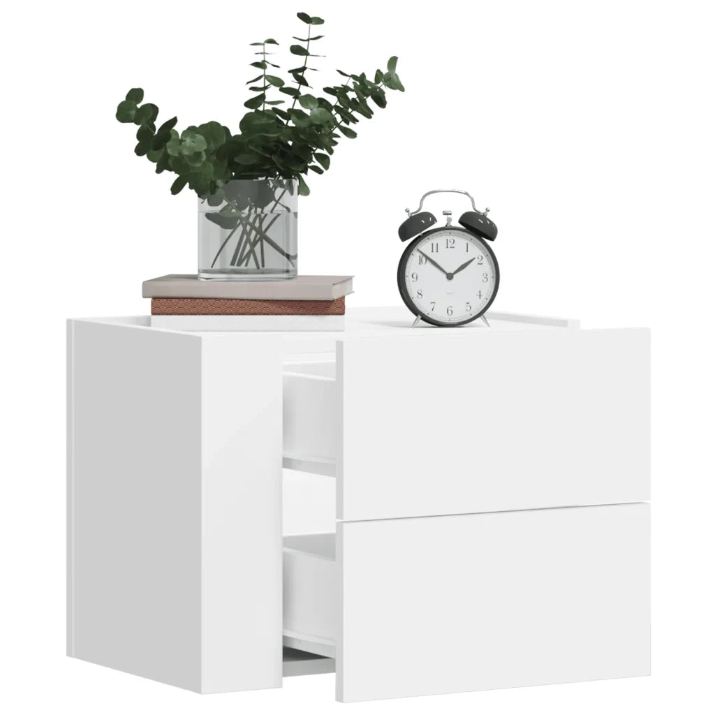 Set di 2 Comodini | Armadio da Notte | Mobiletto da notte a Muro Bianchi 45x30x35 cm