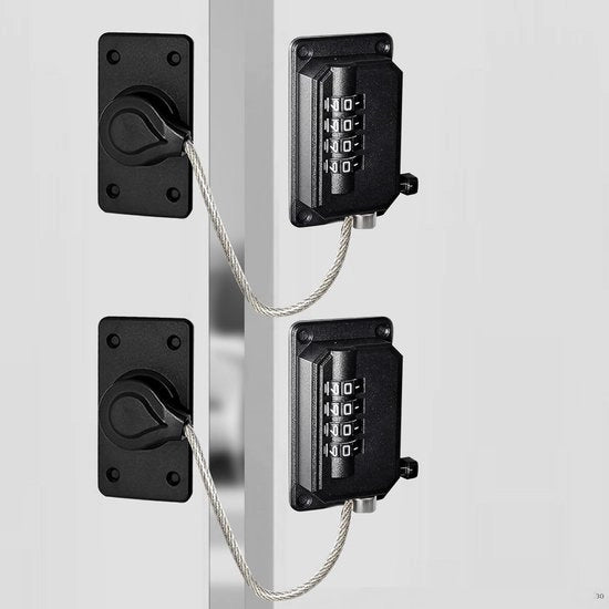 Serratura per Bambini per Frigorifero, Credenza e Finestra – Serratura di Sicurezza Universale con Serratura Combinata – Senza Forare, 360° Girevole (Nero, 2 Pezzi)