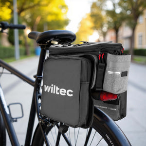 Borsa per portapacchi posteriore bici espandibile fino a 20 L nera, impermeabile e multiuso, scomparto laptop ed elementi riflettenti