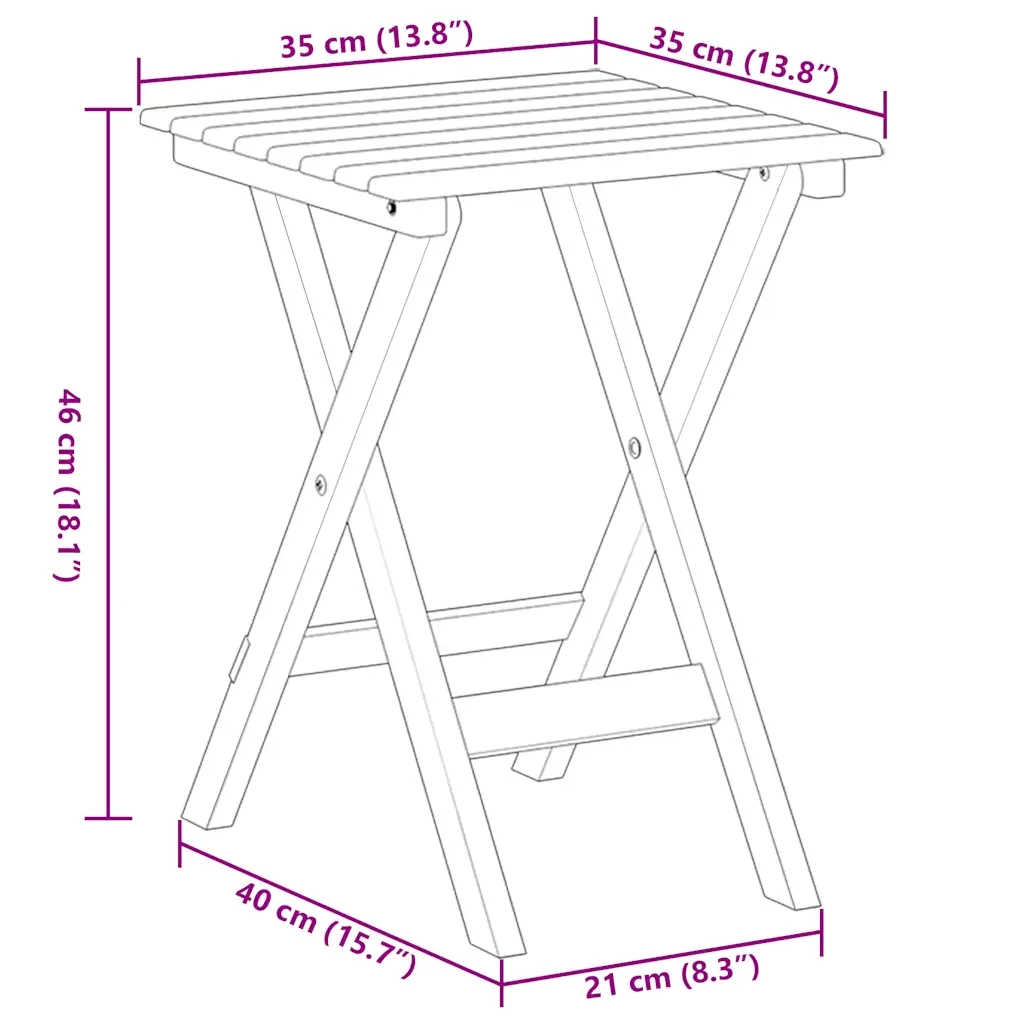 Tavolino da Giardino | Tavolino Laterale Pieghevole Marrone Legno Massello di Pioppo