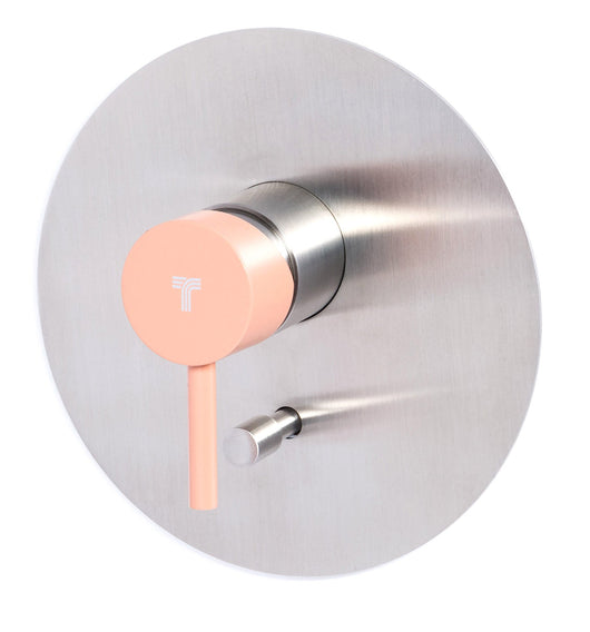 Rubinetto Miscelatore Monocomando Doccia ad Incasso con Deviatore in Acciaio Inox Maniglia Cipria