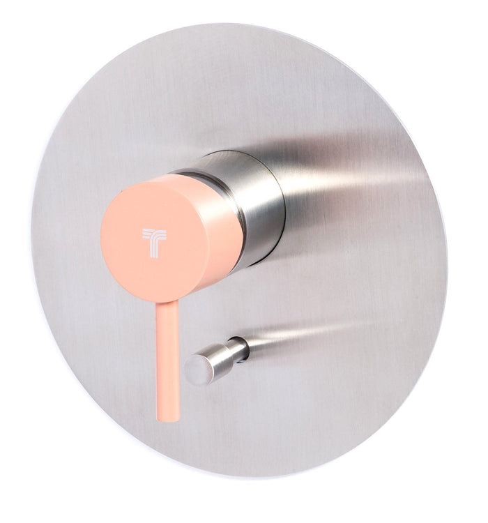 Rubinetto Miscelatore Monocomando Doccia ad Incasso con Deviatore in Acciaio Inox Maniglia Cipria