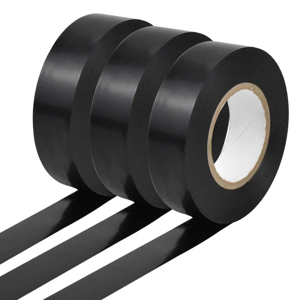 Trade Shop - Set 3 Rotolo Nastro Isolante Adesivo Nero In Pvc 19mm Per 20mt Autoestinguente -