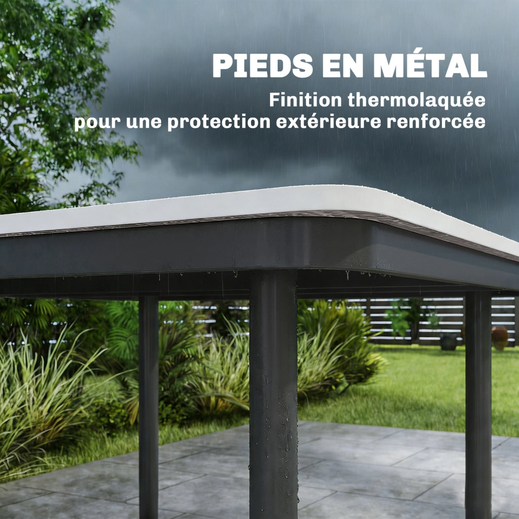 Tavolo da pranzo per esterni rettangolare per 4 persone con foro ombrellone ¨C zephmum ¨C 85x85x72.5 cm grigio
