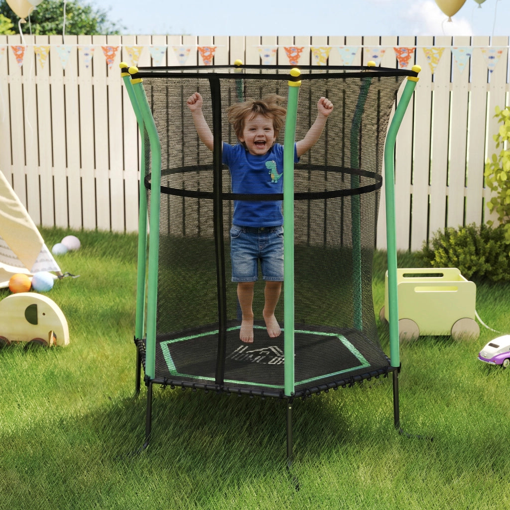 Trampolino da Giardino per Bambini ¨C Zephmum ¨C Verde 163.5x190 cm