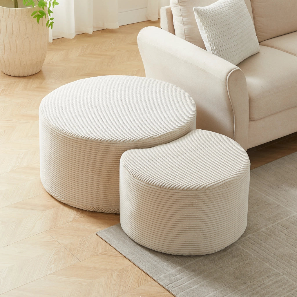 Tavolino da caffè set 2 pezzi in tessuto - per soggiorno - 84×28×28 cm - beige
